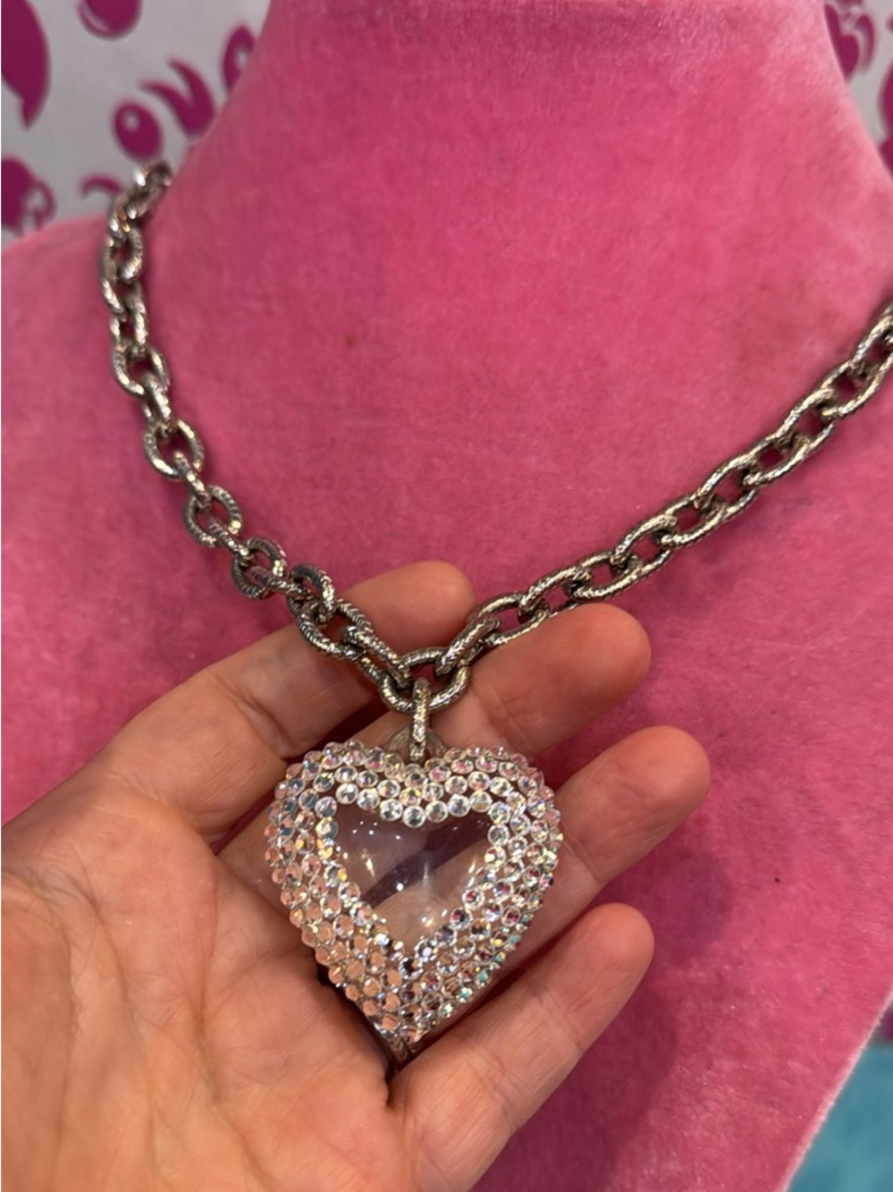 Tarina Tarantino Silver Heart Pendant Necklace with Clear Crystals